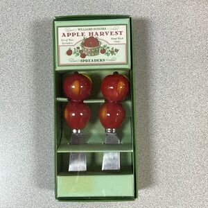 Williams Sonoma Apple Harvest Red Apple Stainless Set of 2 Cheese Spreaders